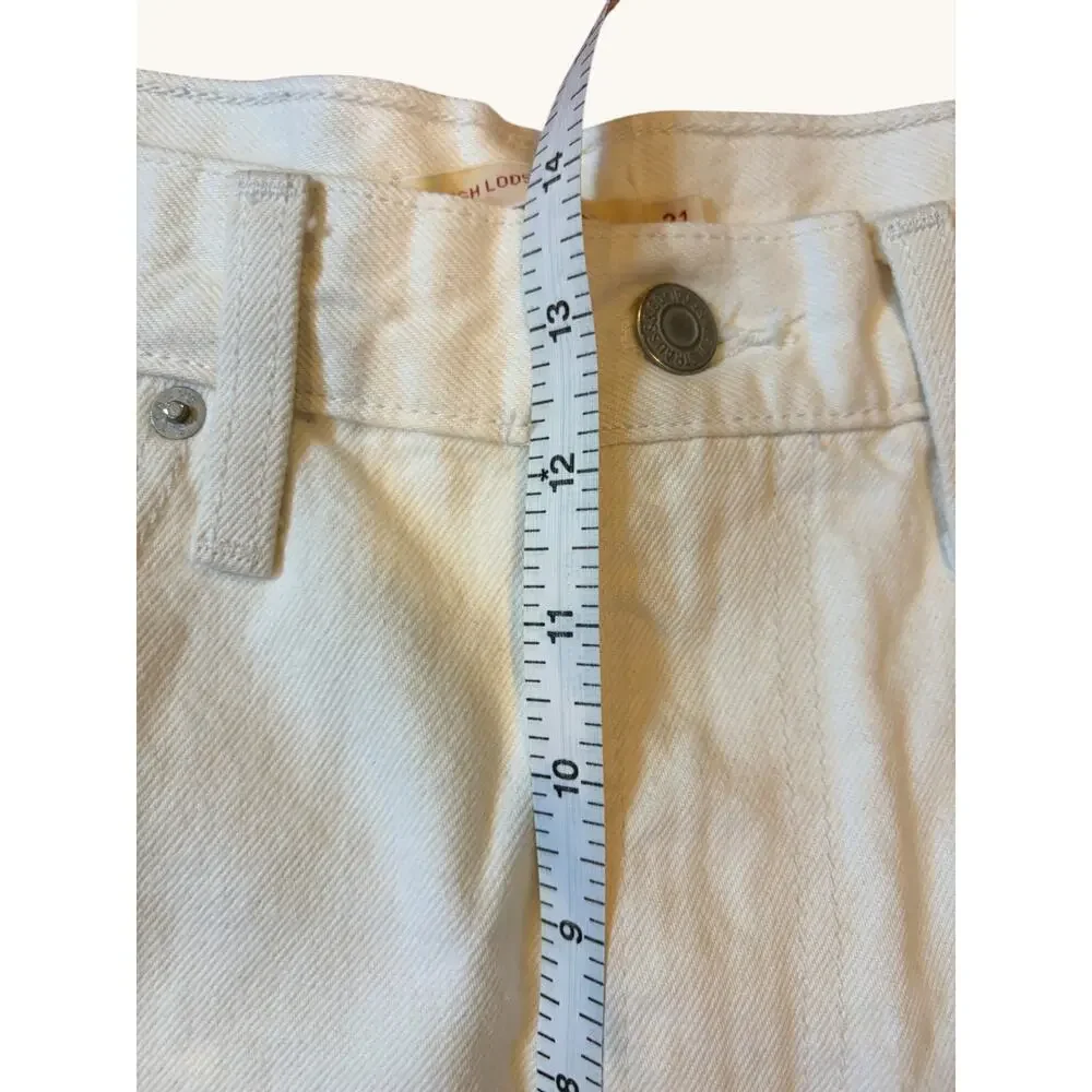 LEVI'S Women's Denim Shorts Size 31 White High Loose Wide Leg Jean